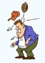 cartoon of football hitting coach in the head